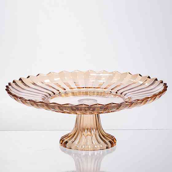 Yiwu Фруктовниця скляна на ніжці Ø29 (см) кругла ваза цукерниця для фруктів Коричневий 64486-19 Коломыя