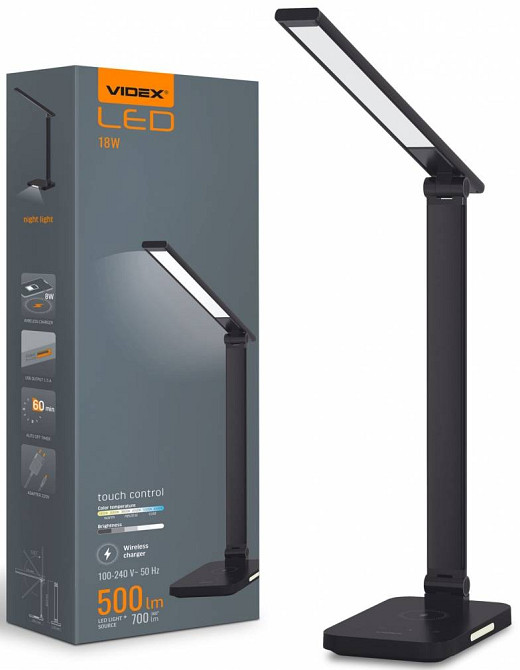 LED лампа настільна з бездротовою зарядкою VIDEX VL-TF17B 18W 1800-6500K Вінниця - фото 9
