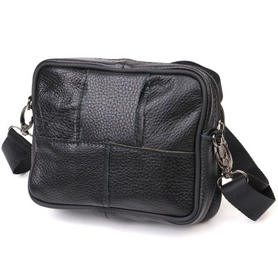 Сумка Vintage Горизонтальна поясна з натуральної шкіри Чорна (21485) Вінниця - фото 6