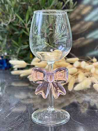 Келих для вина "Рожевий бант" 350 мл ручне миття 8030-484 прозорий для дому та ресторану Київ