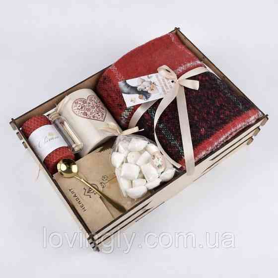 Подарочный набор для мамы Уют и забота - плед, чай свеча из вощества Ирпень