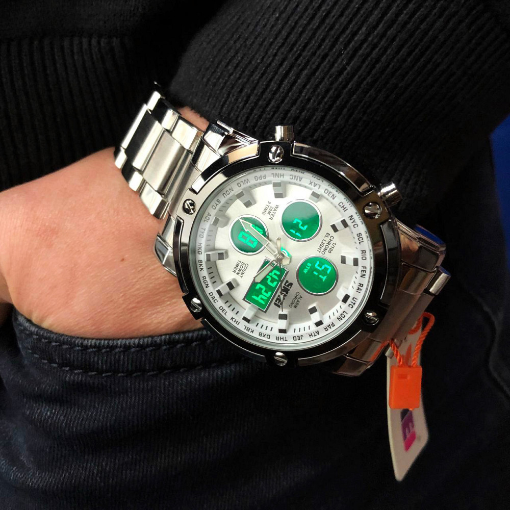 Брендовые мужские часы SKMEI 1389SI SILVER, Часы армейские оригинал, Часы IE-210 армейские скмей Киев - изображение 7