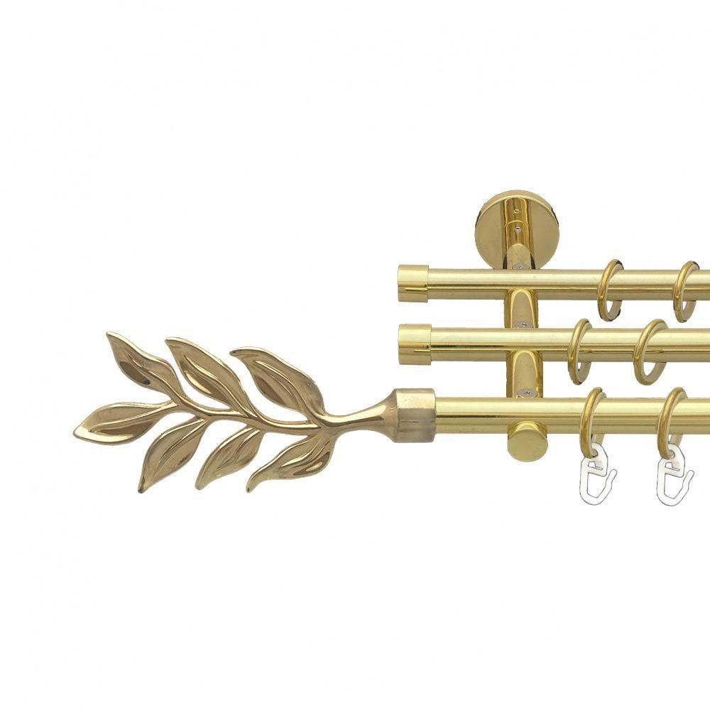 Карниз Orvit Лавр металевий трирядний циліндр (20 см) гладка труба кільце металеве Золото 16\16\16 мм 300 см (00-00014674) Львів - фото 1