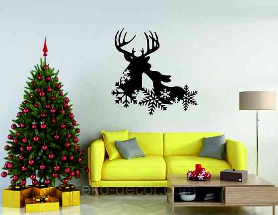 Декоративное настенное Панно «Олень», Декор на стену 70*70 см, Черный Киев