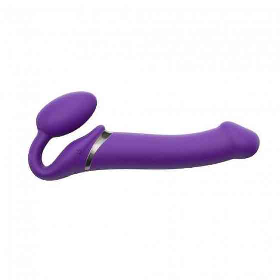Безремневой страпон с вибрацией Strap-On-Me Vibrating Violet L, диам. 3,7см, пульт ДУ, регулируемый Sex Aura Киев