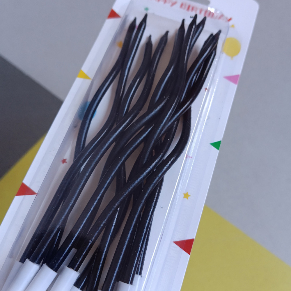 Свічки для торта "хвилясті" 12 шт. чорні Київ - фото 2