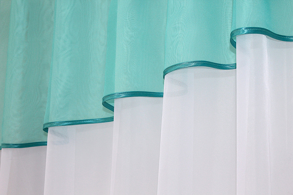 Кухонна фіранка VR-Textil № 047к бірюзовий з білим 280х170 см (50-460) Киев - изображение 3