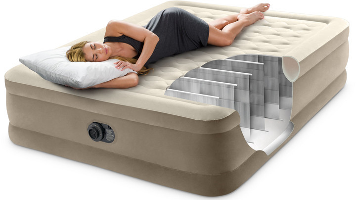 Двуспальная надувная кровать с электронасосом 203*156*46 см Intex бежевая Киев - изображение 2
