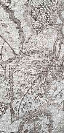 Шпалери вінілові на флізеліні метрові Rasch Novella 1,06х10 квіти листя гілки акварель матові бежеві сірі на білому Київ