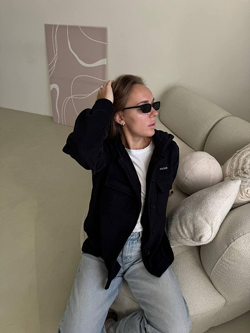 Жіноча стильна тепла сорочка з ґудзиками-поліс Чорний Одеса - фото 4