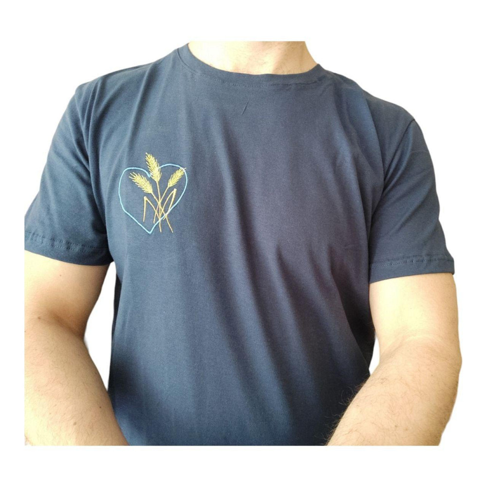 Футболка мужская с вышивкой колоски р. 44-60 синяя Киев - изображение 2