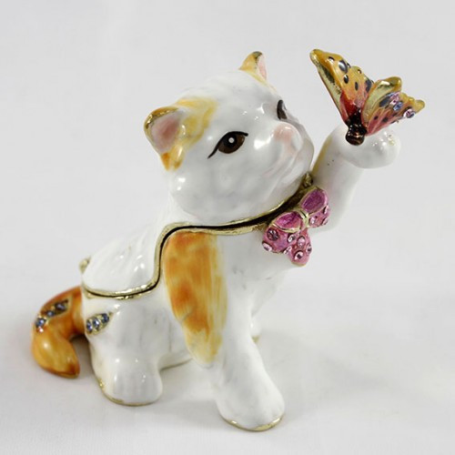 Скринька для прикрас зі стразами Кішка з метеликом Київ - фото 1