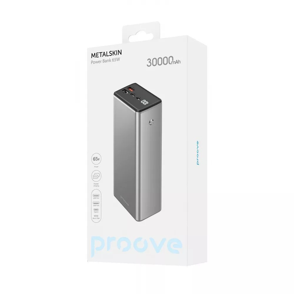 Універсальна мобільна батарея Proove Metalskin 65 W 30000 mAh Gray (PBM365210004) Харьков - изображение 3