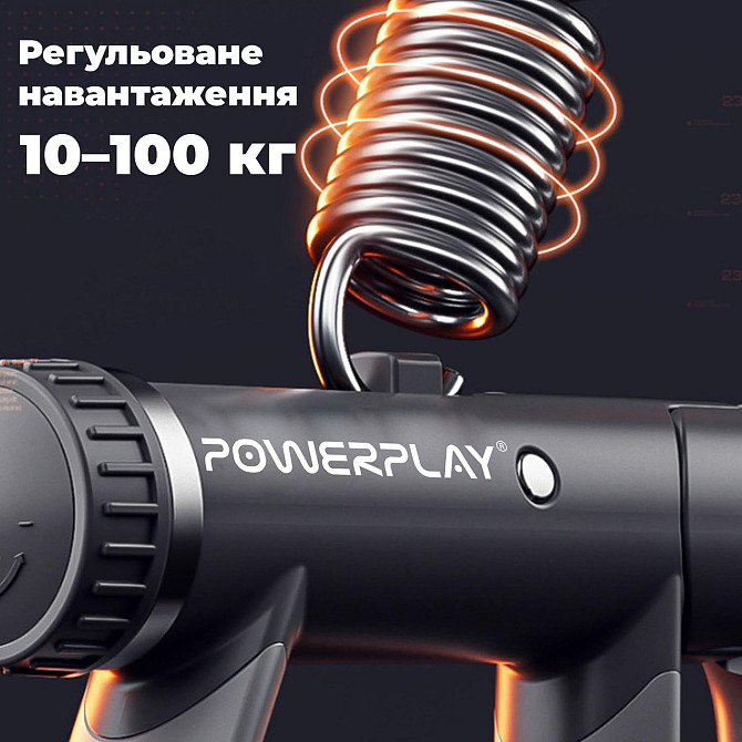 Еспандер кистьовий з лічильником PowerPlay PP-4403 з регульованим навантаженням 10-100 кг. Чорний Каменское - изображение 7