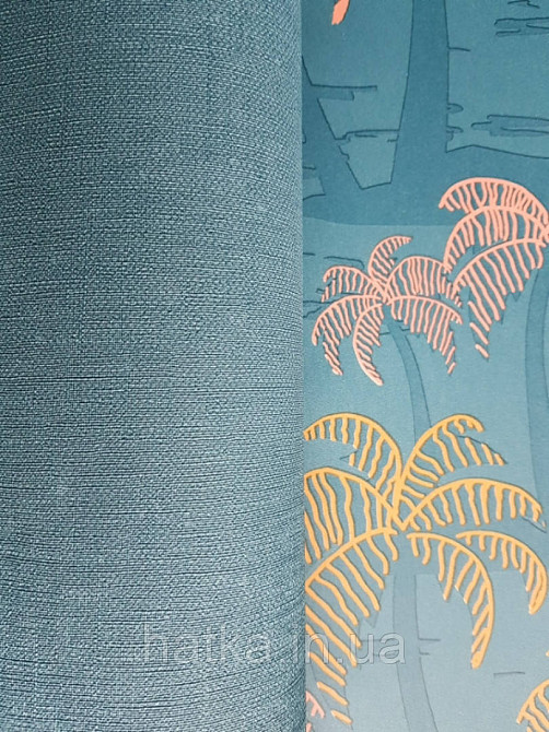 Шпалери вінілові Lutece Bensimon однотонні синьо бірюзові структурні під тканину дрібна точка Київ - фото 1