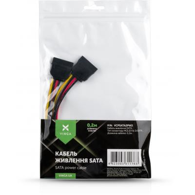 Кабель питания SATA power 0.2m 2 connectors Vinga (VCPSATA2PW2) Винница - изображение 3
