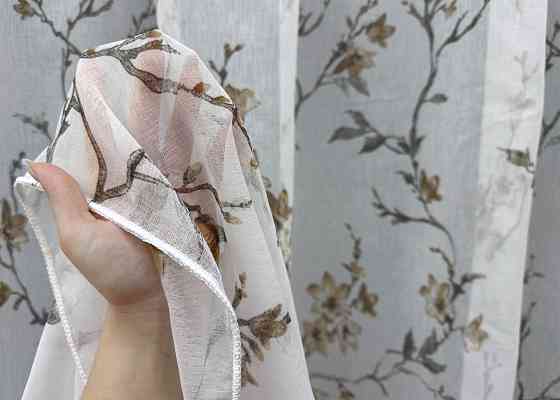 Тюль VR-Textil 1905т Flora Батист Білий з коричневим 300х270 см (40-246) Київ