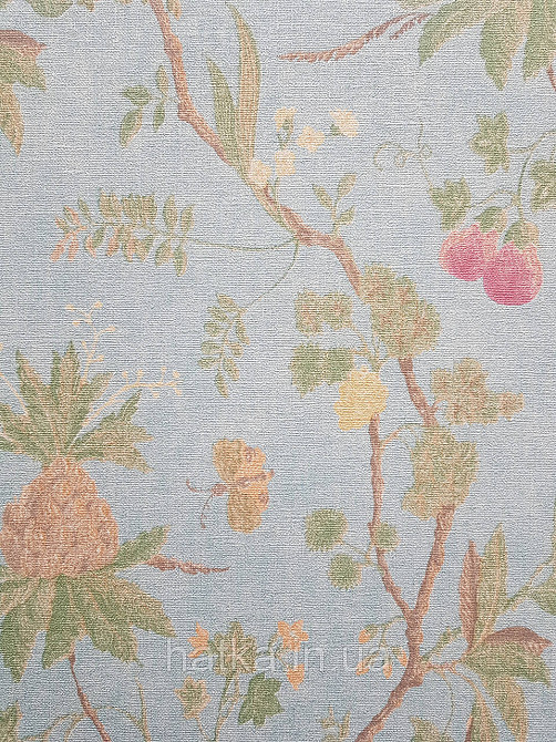 Шпалери метрові вінілові на флізеліні A.S.Creation Flowers Symphony1.06x10 рослини фрукти екзотичні яскраво бірюзові Київ - фото 1