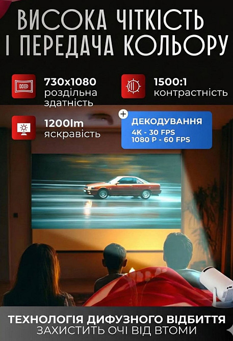 Портативний домашній проектор GTEQY GT18. Харків - фото 1