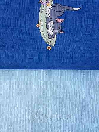 Обои виниловые на флизелине AdaWall Ada Kids метровые детские однотонные полоски сеточкой ярко голубые Киев