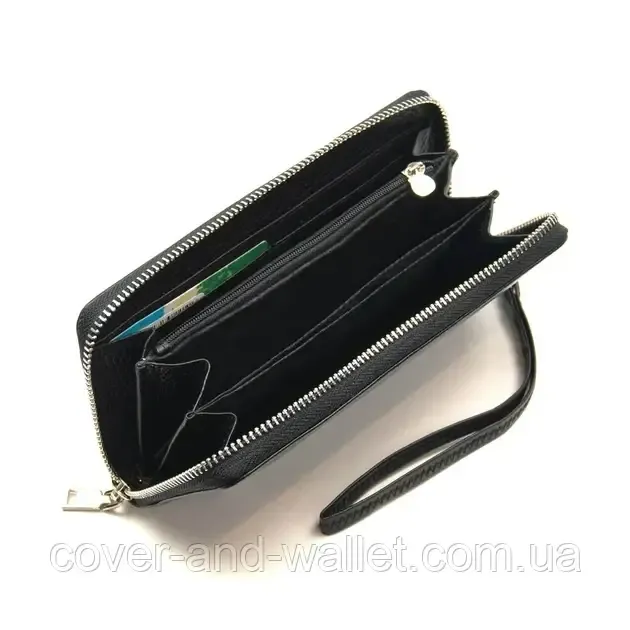 Кожаный кошелек черного цвета на молнии Marco Coverna 7002-1 Киев - изображение 7