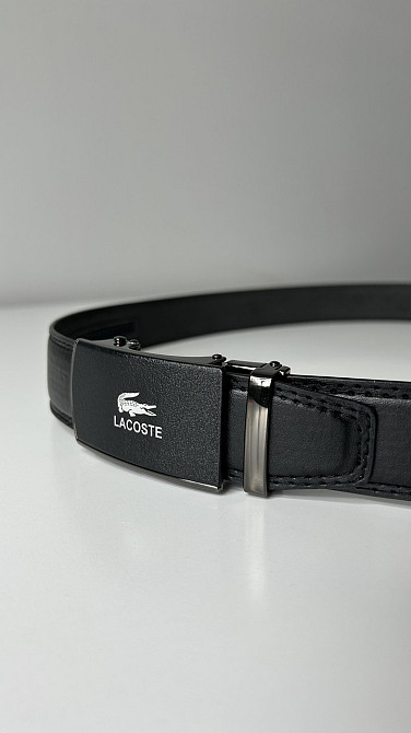 Чоловічий шкіряний ремінь Lacoste Лакоста застібка автомат брендовий у подарунковій коробціMasterSem Київ - фото 3