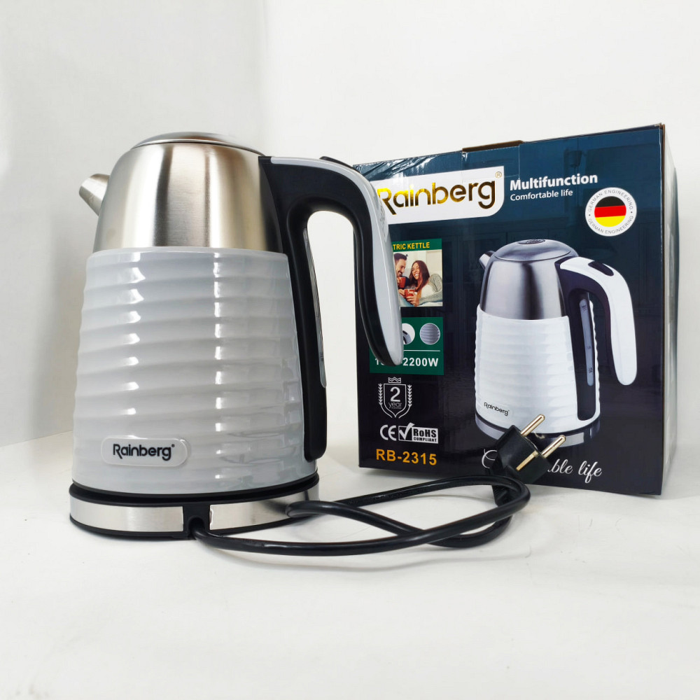 Електричний чайник з функцією автовідключення Rainberg RB-2315 1.8л 2200Вт, Чайник красивий електричний HD-21 Львів - фото 4