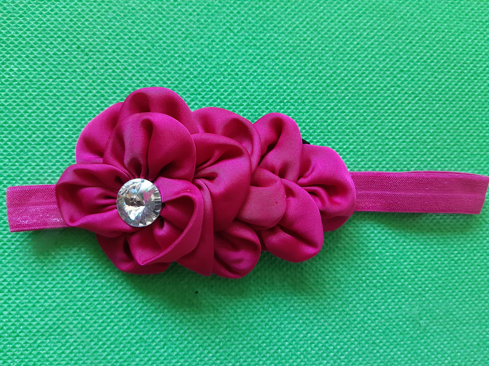 Нарядная повязка детская малиновая - цветок 10см, размер универсальный (на резинке) Киев - изображение 2