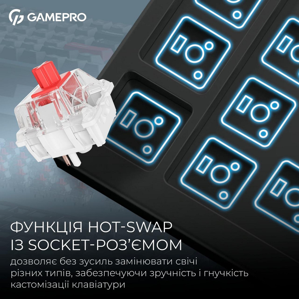 Клавіатура бездротова GamePro Asgard Drakkar Keychron Super Red Switch Black (MK305BK) ( 11600 ) Харьков - изображение 11
