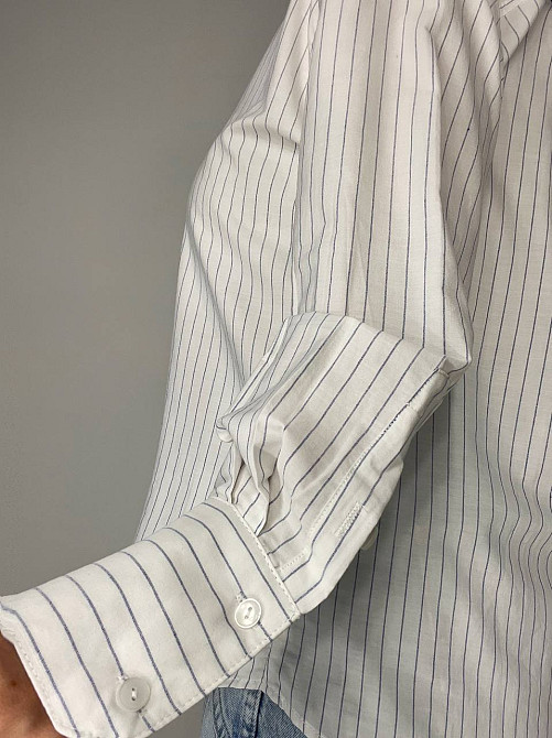 Сорочка жіноча Mix Ray 4465 оверсайз блакитна смуга біла, білий, L Київ - фото 20