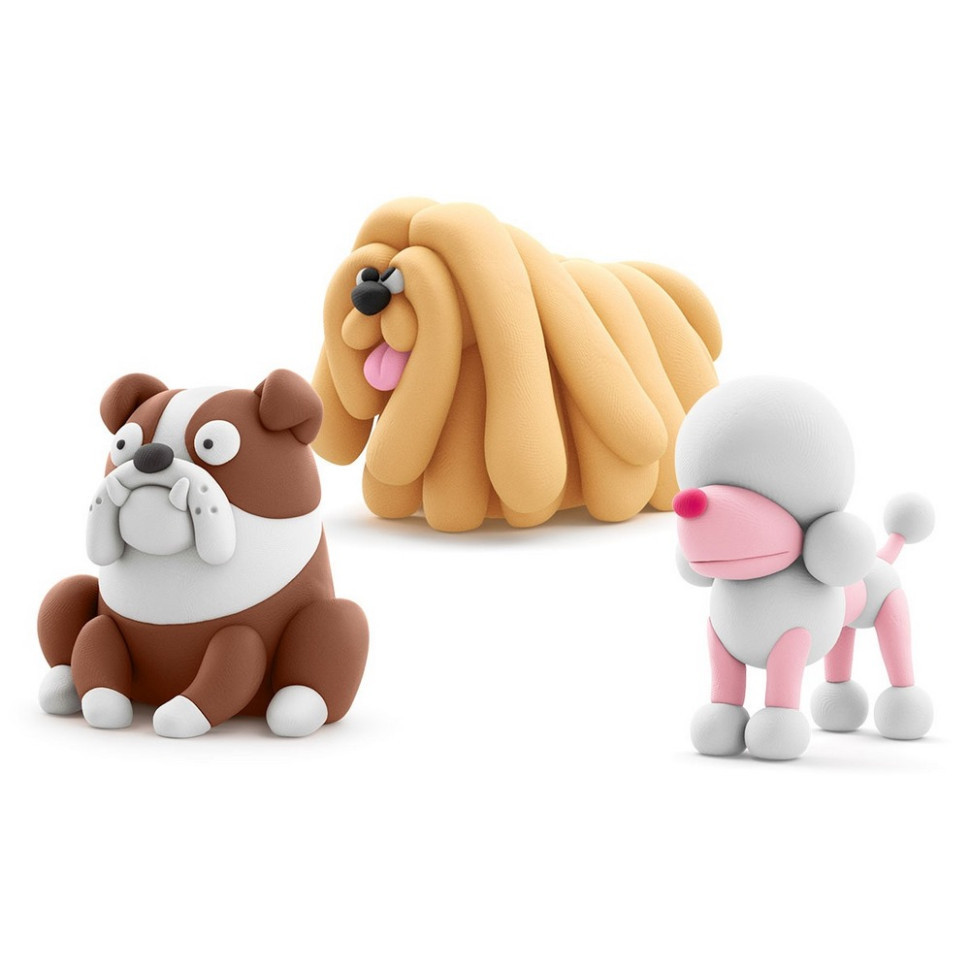 Набір пластиліну "Собаки-Друзі: Комондор Муді, Бульдог Гіпно, Пудель Поппі" ЛІПАКА 60057-UA01 самостійно твердіє Вінниця - фото 3