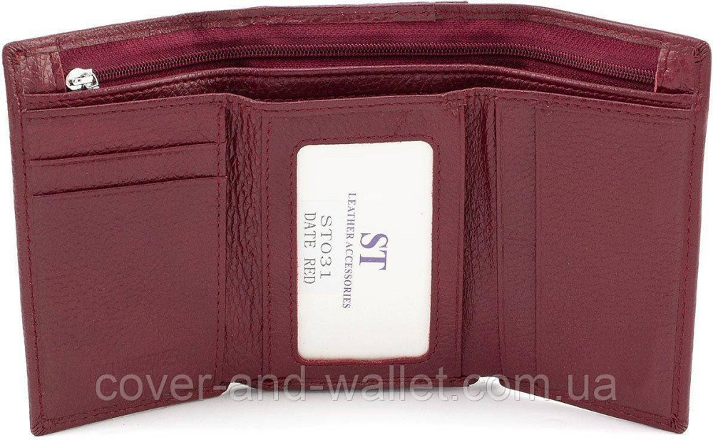 Компактний жіночий гаманець бордового кольору із натуральної шкіри ST 617-1 Київ - фото 5