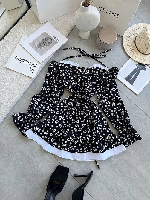 Женское стильное мини-платье  штапель, софт Черный, 44/46 Одесса - изображение 2