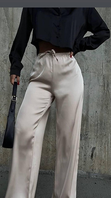 Жіночі стильні штани шовк Армані Кремовий, 46/48 Одеса - фото 2