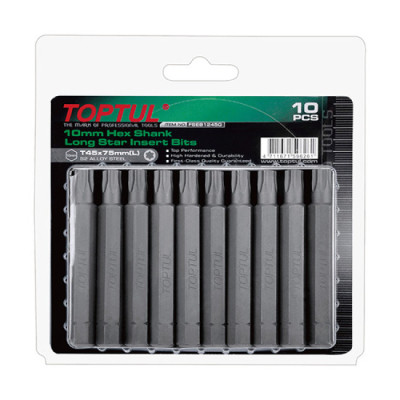 Набір біт Toptul 10мм L75мм T40 10шт. (FSEB1240G) Вінниця - фото 1