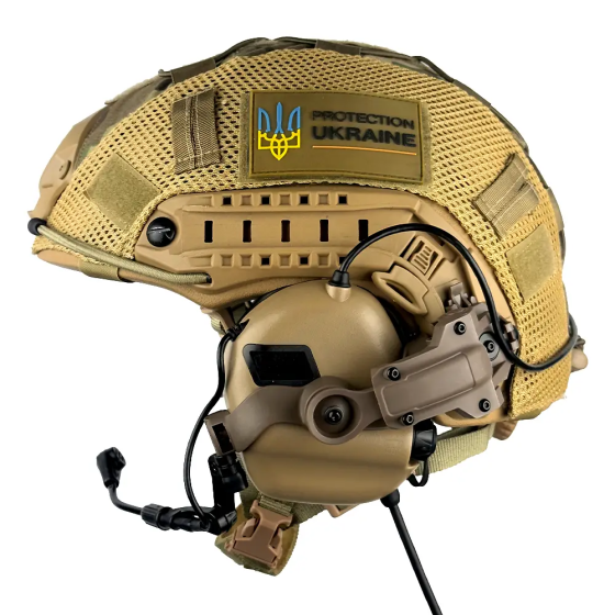 Комплект шлем кевларовый Fast Helmet NIJ IIIA + наушники Earmor M32 Mod3 с чебурашкой + кавер (размер L) Винница