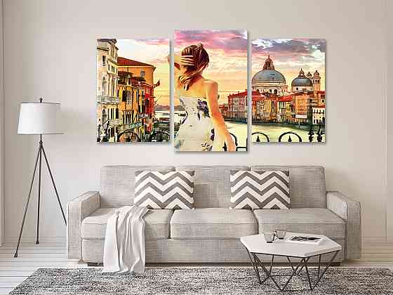 Модульна картина у вітальню/ спальню Дівчина у Венеції Art-511_3 100x150 см Київ