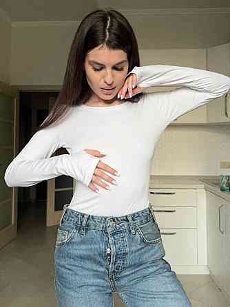 Женский базовый боди с длинным рукавом микродайвинг Белый, 46/48 Одесса