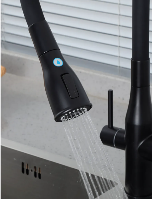 Змішувач для кухні Koer KI-72024-05 із виходом для питної води чорний із нерж. сталі з 2-х функц. аератором Чернівці - фото 7