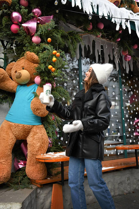 Женская стильная двубортная дубленка под пояс Черный 2, 42/44 Одесса - изображение 5