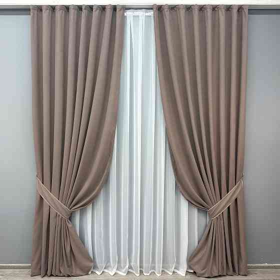 Комплект готових штор VR-Textil Мікровелюр Petek № 1825ш Какао  100х290 см 2 шт (31-923) Київ