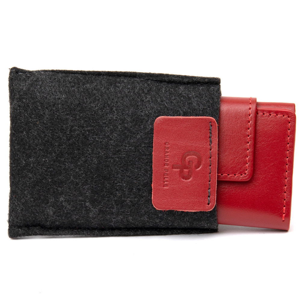 Кожаная визитница Красный (GRANDE PELLE) Киев - изображение 2