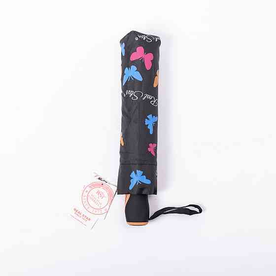 Полуавтоматический зонт с принтом, черный, 97 см Киев