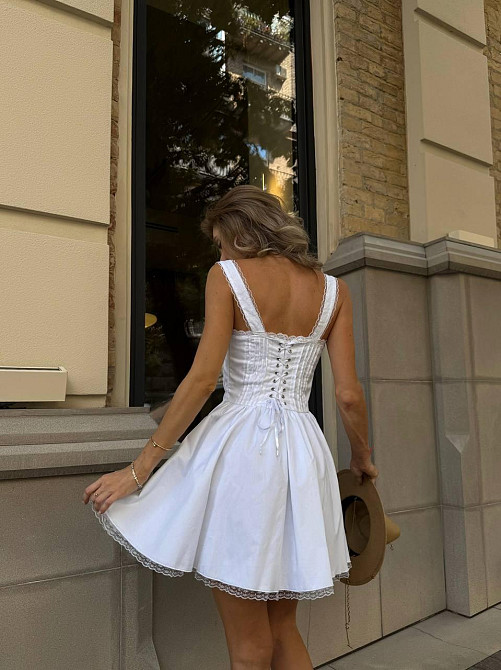 Женский стильный романтичный летний сарафан с чашками в стиле бохо коттон + кружево Белый, 42/44 Одесса - изображение 2