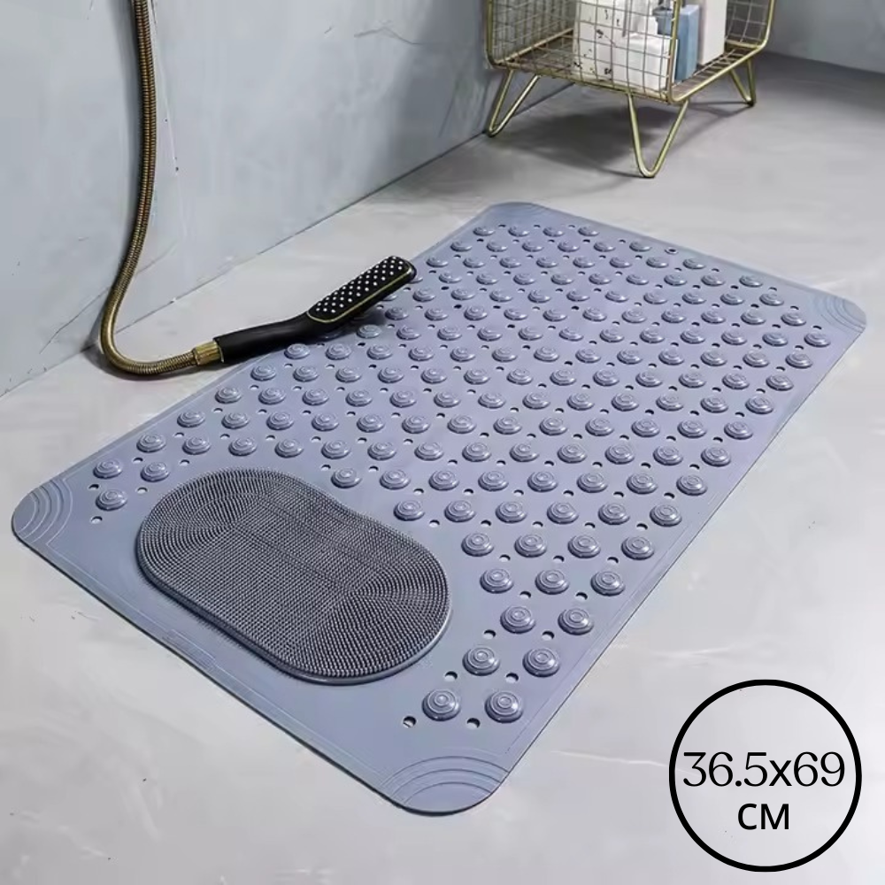 Коврик атискользящий для ванной комнаты и душа,массажный для ног силиконовый с присосками, серый 36.5х69 см Каменец-Подольский - изображение 1