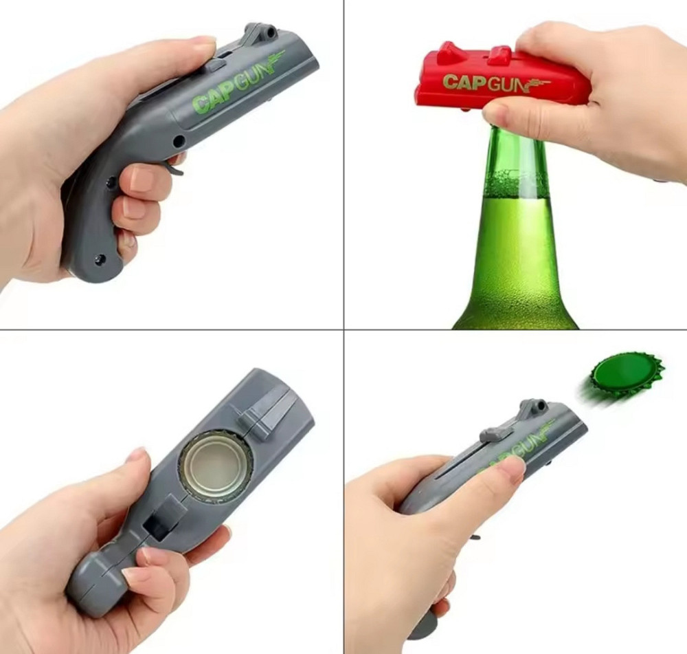 Открывалка игрушка для бутылок у форме пистолета 13 см серый Киев - изображение 7