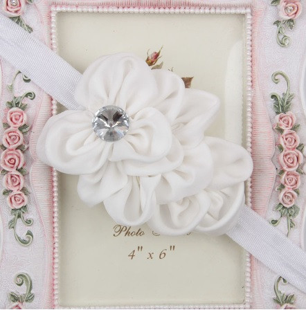 Нарядная повязка детская белая - цветок 10см, размер универсальный (на резинке) Киев - изображение 1