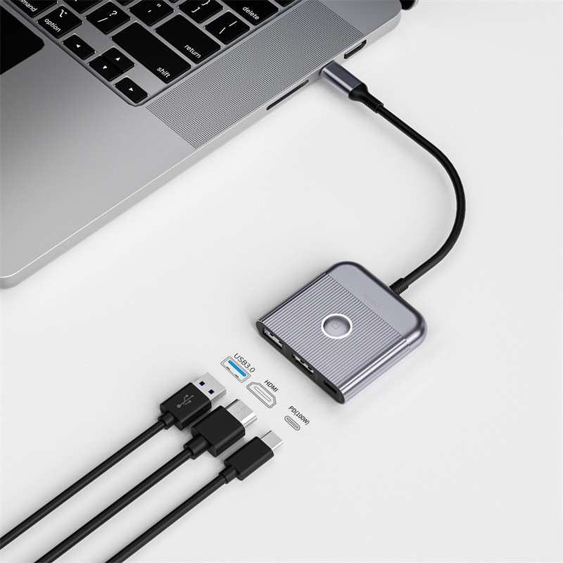 USB-Hub WIWU Traveling 3in1 USB C hub Wi-HB002 Gray Одеса - фото 5