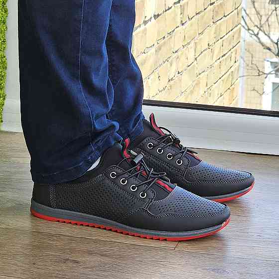 Мужские Мокасины Летние Черные Кроссовки Сеточка Перфорированный в дырочку (размеры: 40,41,42,43,44,45)- 218-2 Днепр