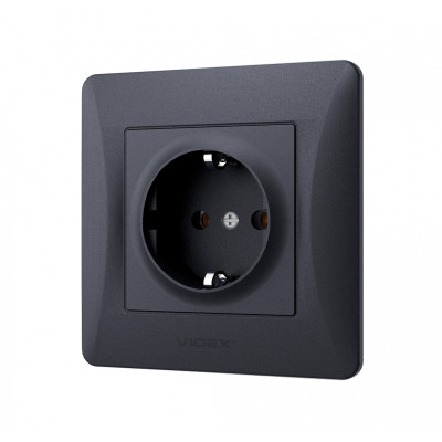 Розетка Videx BINERA 1ая із заземленням черн (VF-BNSK1G-BG) Вінниця - фото 2